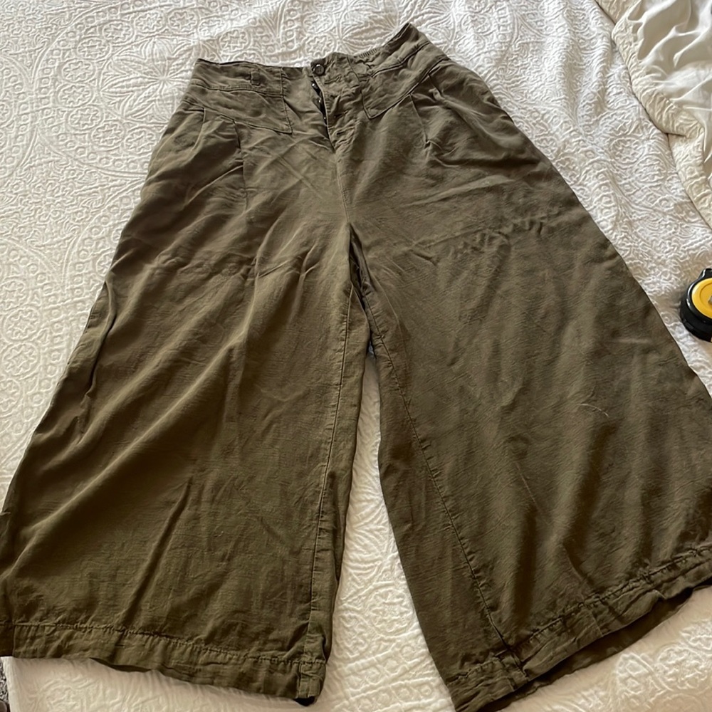 Anthropologie green flare pants